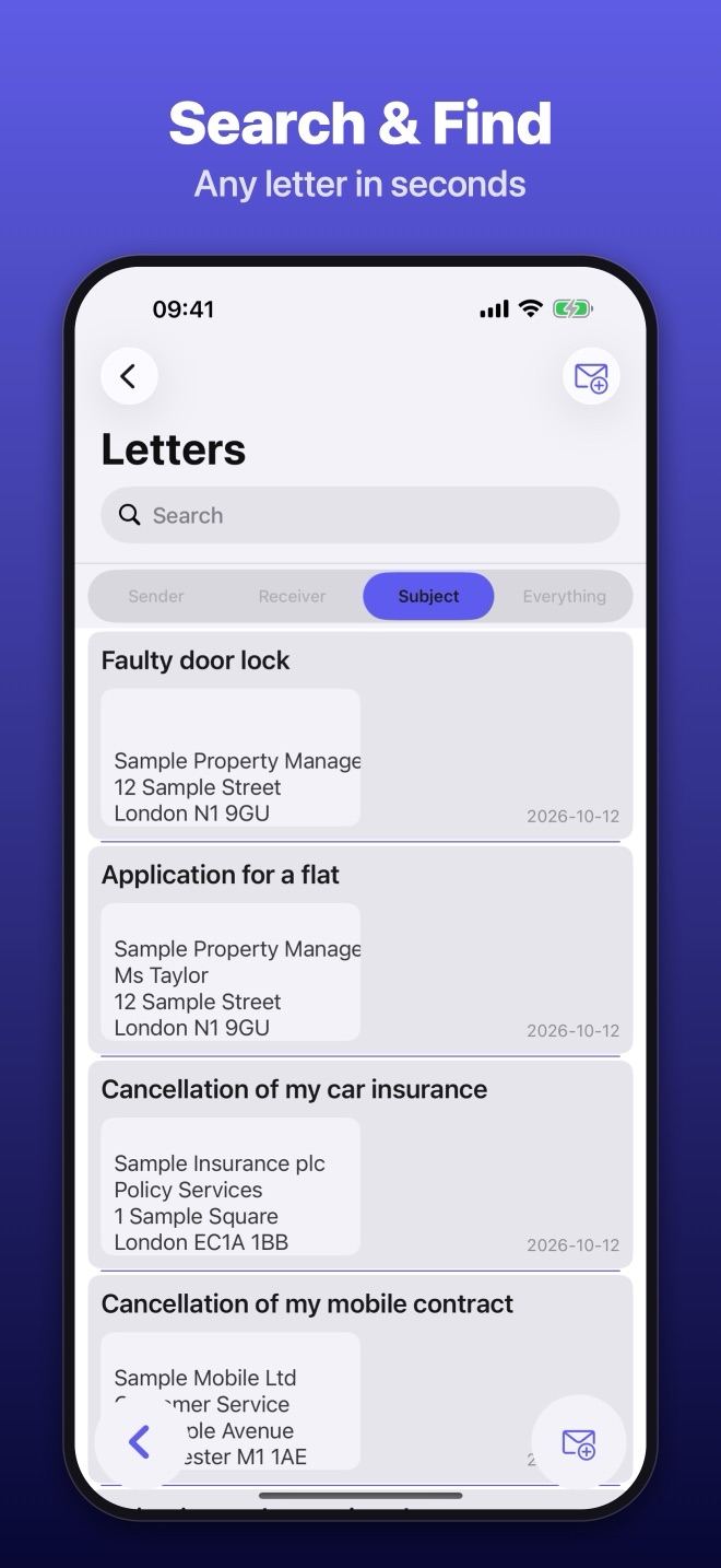 iPhone: searching letters