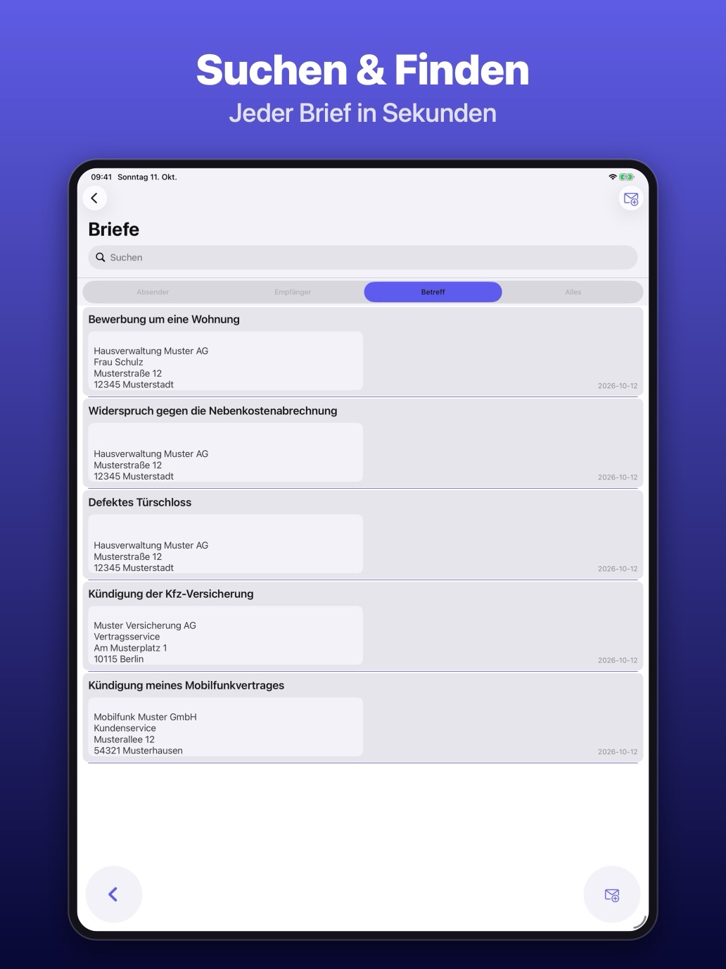 iPad: Briefe durchsuchen