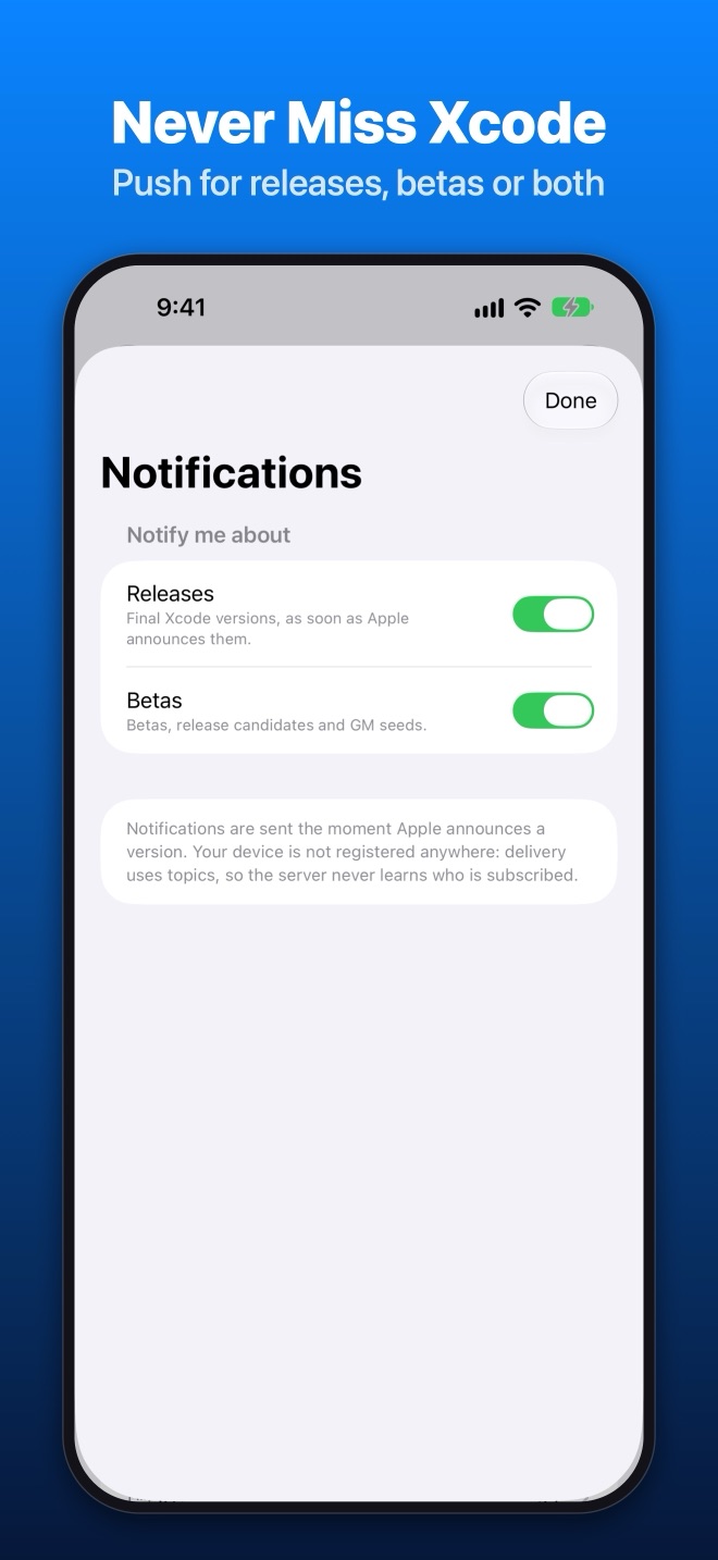 iPhone: turning on notifications for releases and betas